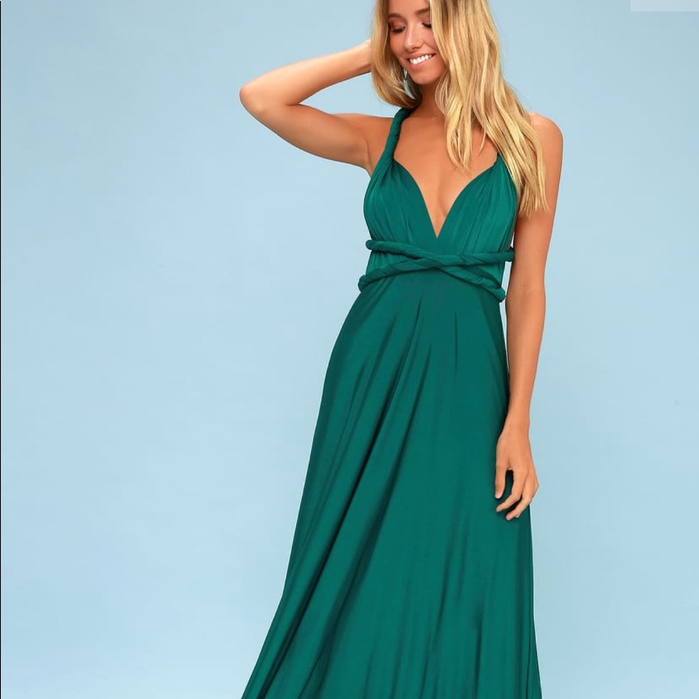 Lulu's Teal Halter Maxi Dress Bump Friendly Maternity wedding guest dress